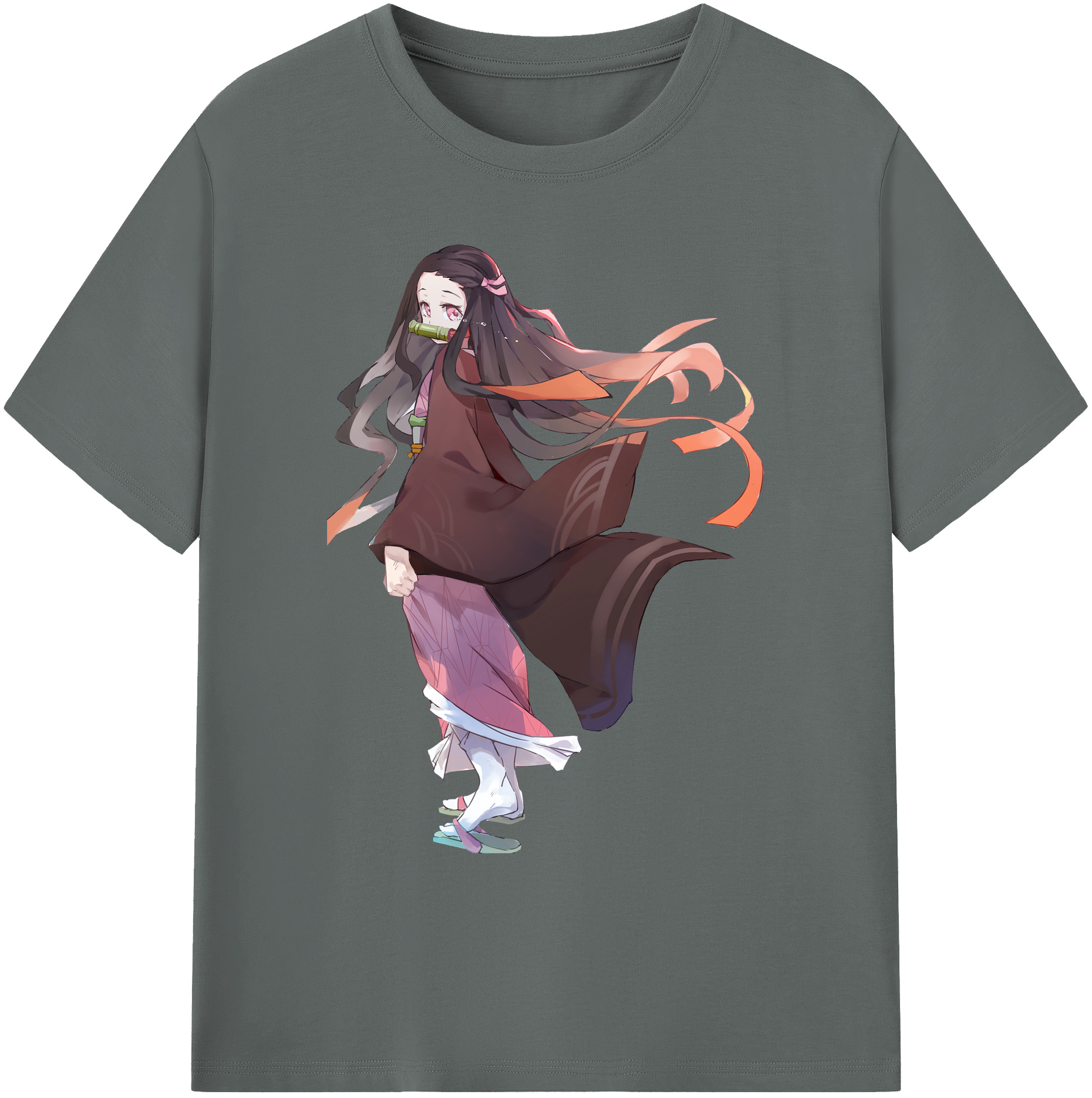 （画像用） 鬼滅の刃（きめつのやいば）竈門 禰󠄀豆子／かまど ねずこ Kamado Nezuko 綿100％ メンズ半袖Tシャツ｜肌触りやわらか＆通気性